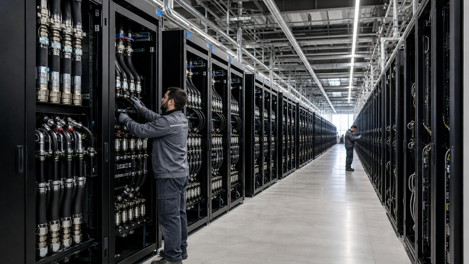 Визуализация центра обработки данных Nscale в Западной Вирджинии с системами GPU Nvidia Vera Rubin, планируемыми к развертыванию Anthropic с конца 2027 года. Изображение: Mantis