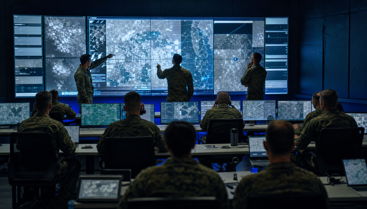 Современные военные командные центры интегрируют системы ИИ, которые обрабатывают данные с поля боя в режиме реального времени.