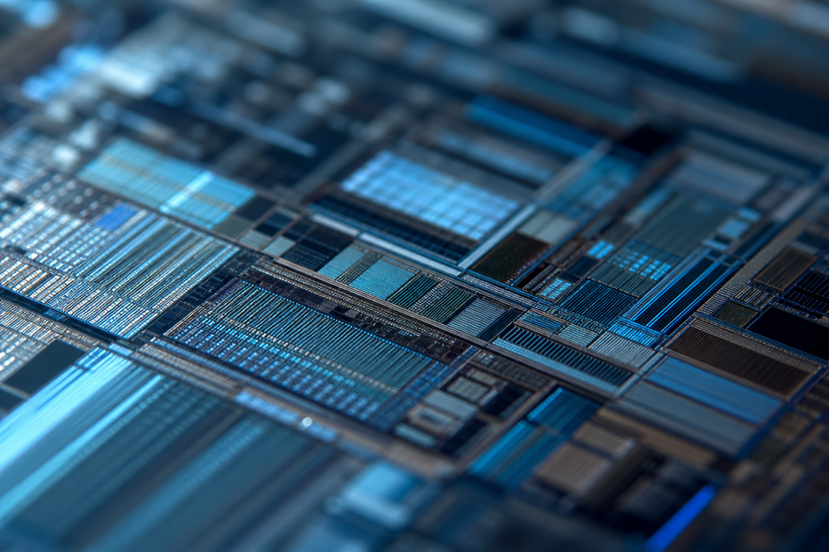 Крупный план чипа Qualcomm Snapdragon — кремния, обеспечивающего возможности искусственного интеллекта на устройстве в последнем поколении ноутбуков с Windows.