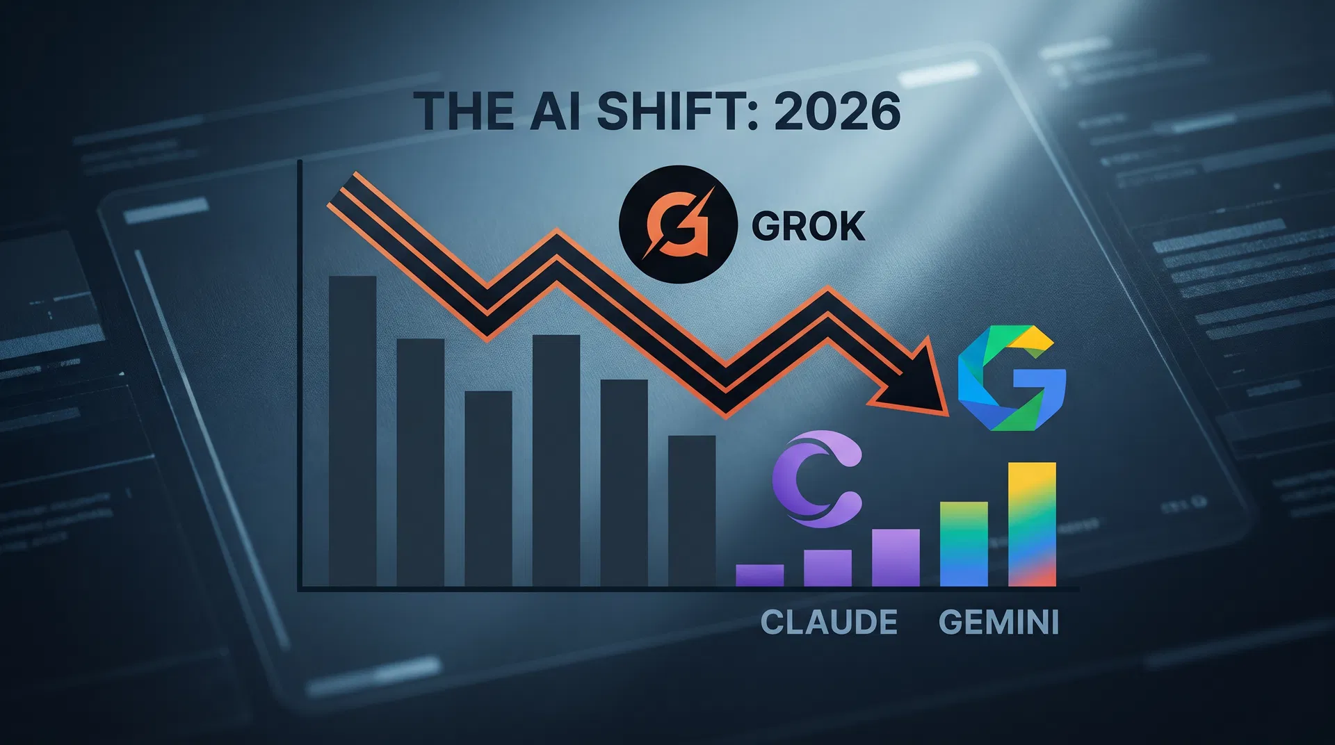 Grok опустился на пятое место, а Claude вырос на 1 205 % по сравнению с прошлым годом.